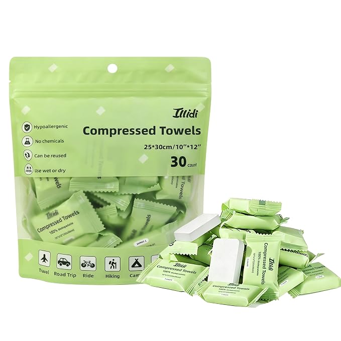 ILLIDI Compressed Towels — 30 Count Mini Tablets