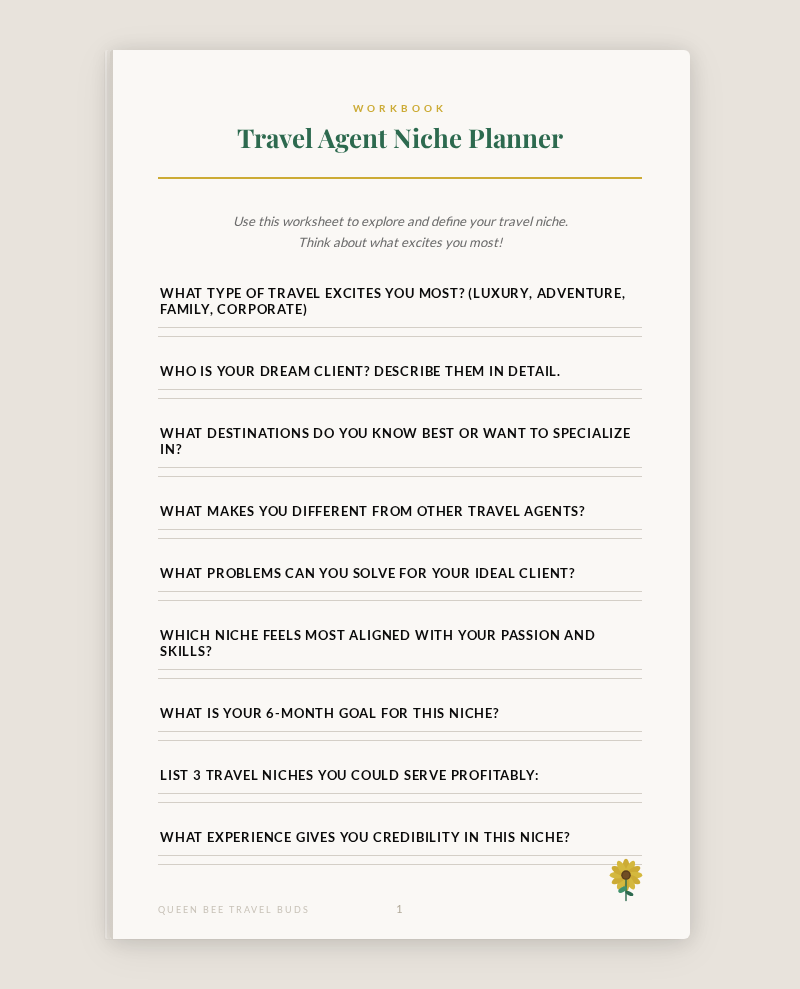 Page 1 — Niche Planner Worksheet